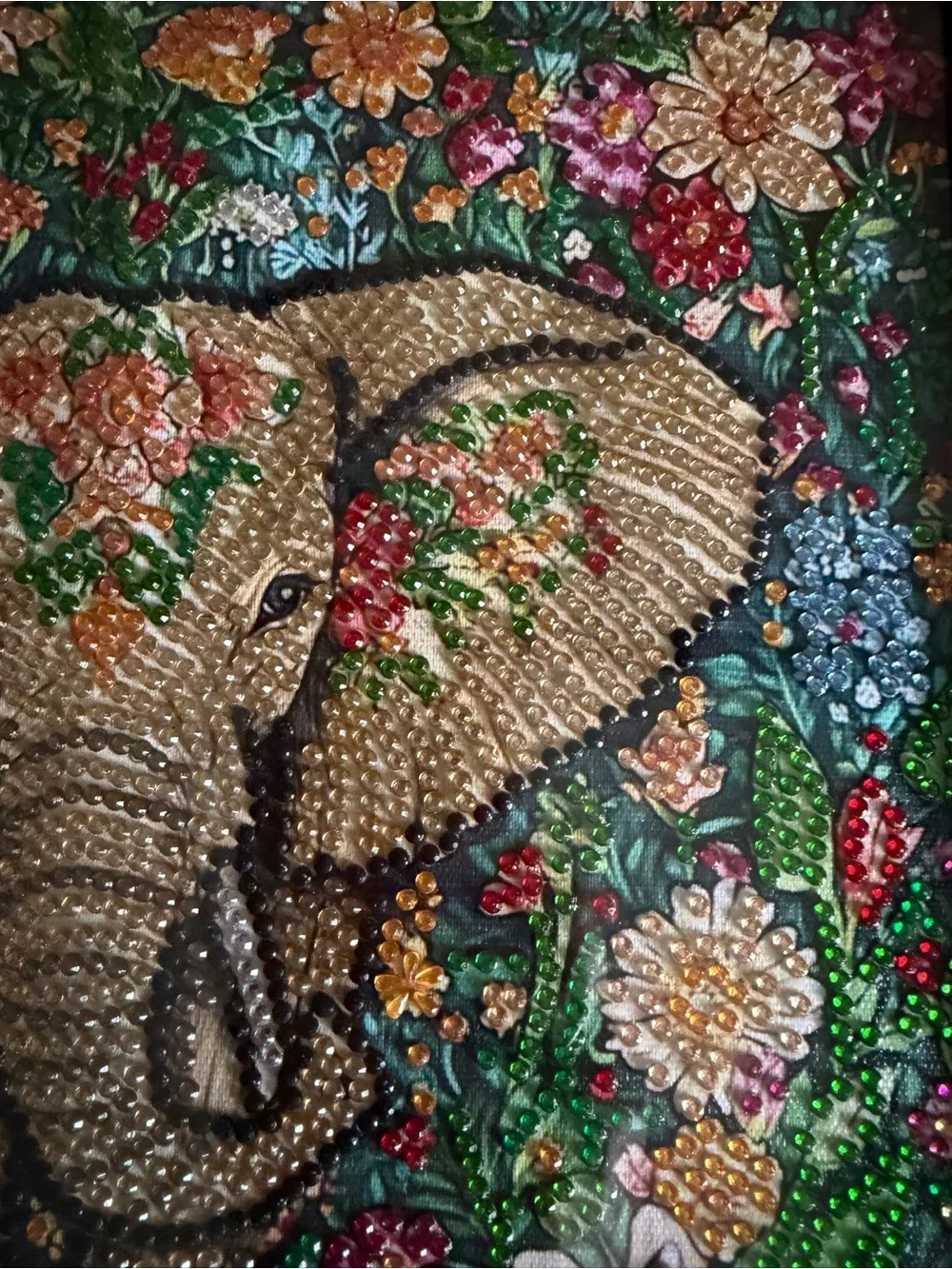 Sparkly Diamond Art Elephant Floral Wall Art